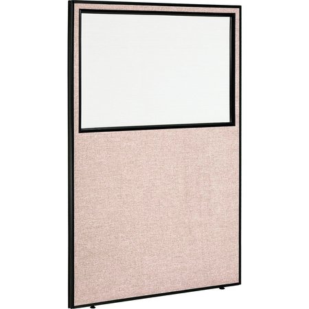 GLOBAL INDUSTRIAL Office Partition Panel With Partial Window, 48-1/4W x 96H, Tan 695789WTN